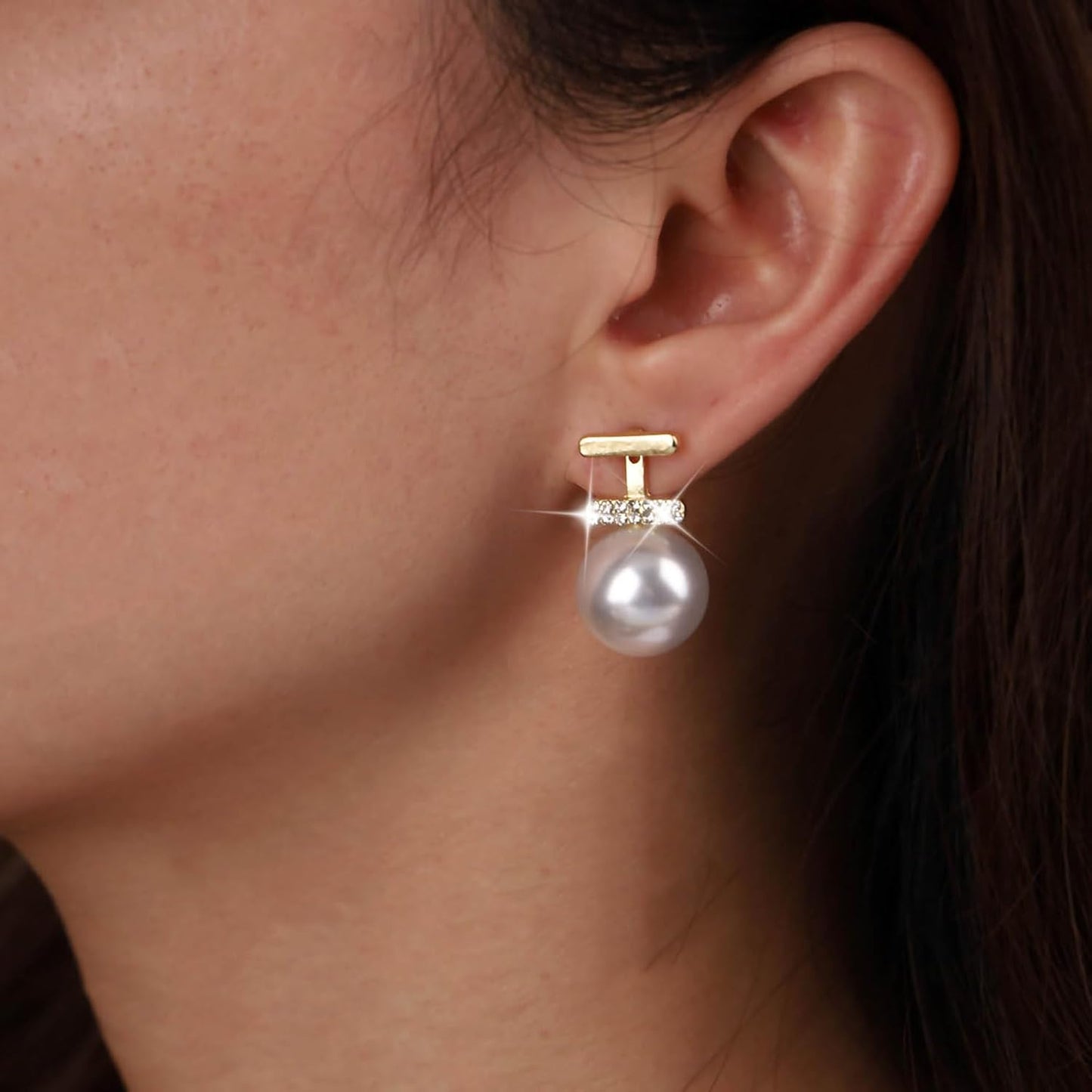 Vintage Crystal Pearl Drop Earrings Pearl Bar Stud Earrings Gold Rhinestone Bar Earrings Cz Bridal Pearl Earrings Jewelry for Women