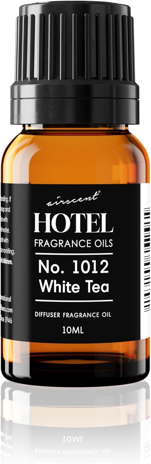 AirScent Hotel Diffuser Oil No. 1012 Inspired by The White Tea Hotel Scent - Premium Fragrance Oil for Ultrasonic and Waterless Diffusers and Crafting - 10 mL, 0.34 fl oz Glass Dropper Bottle