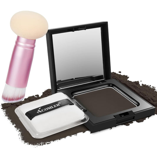 Acomler Root Touch Up Hair Color, Instantly Root Touch Up, Talc-Free Hairline Powder for Thinning, Instantly Gray Hair Cover Up, Hair Powder for Women Men, Includes Makeup Brush (Dark Brown, 0.42oz)