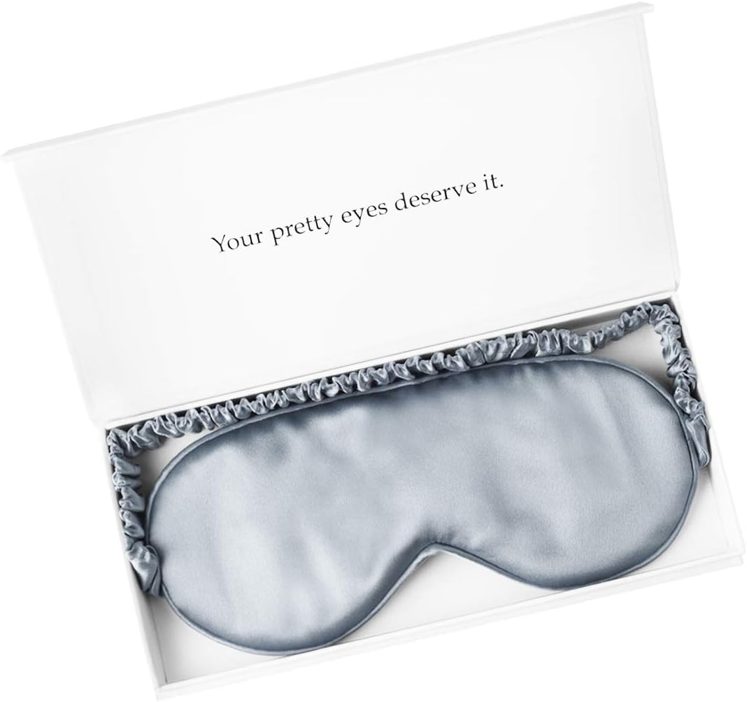 Silk Sleep Mask Light Blocking Luxury 19mm Silk Eye Mask 100% Mulberry Eye Cover Blindfold Ultra Soft Light and Comfy Anti Aging Skin Care with Travel Bag Gift Package