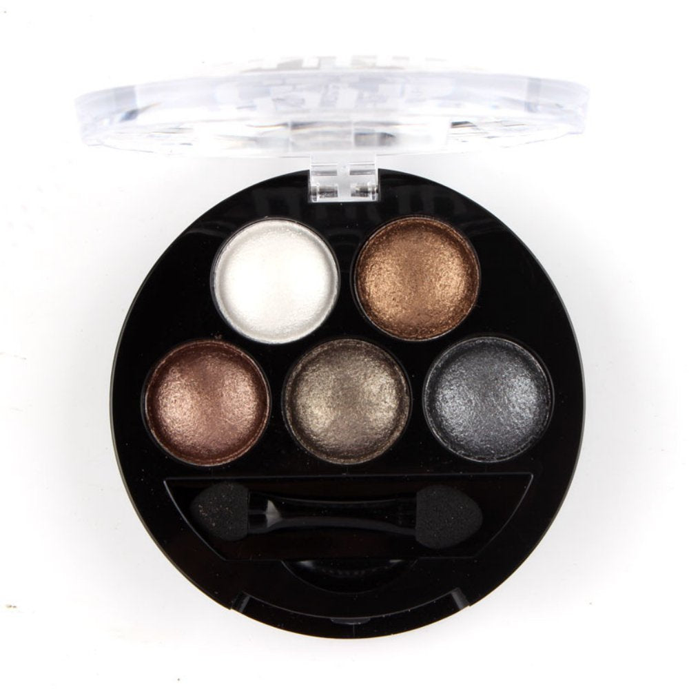 Mallofusa 5 Colors Eye Shadow Palette Powder Glitter Metallic Shimmer Makeup Palette Charming Highlight Look (Nature) 4.7oz