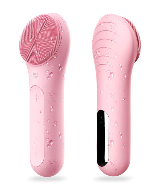 NågraCoola CLIE Facial Cleansing Brush, Waterproof and Rechargeable Electric Face Scrubber for Men & Women, Exfoliating, Massaging, and Cleansing - Pink