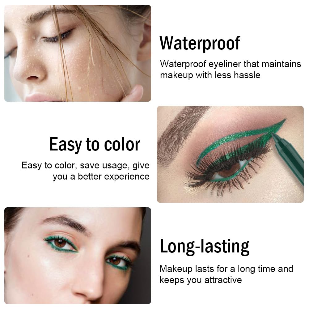 Kaely Gel Eyeliner Pencil for Women, Dark Pearl Green Eye Liner Waterproof Smudge Proof with Sharpener, Waterline Eye Makeup Liners, delineador de ojos contra el agua, Vegan & Cruelty-Free, 25