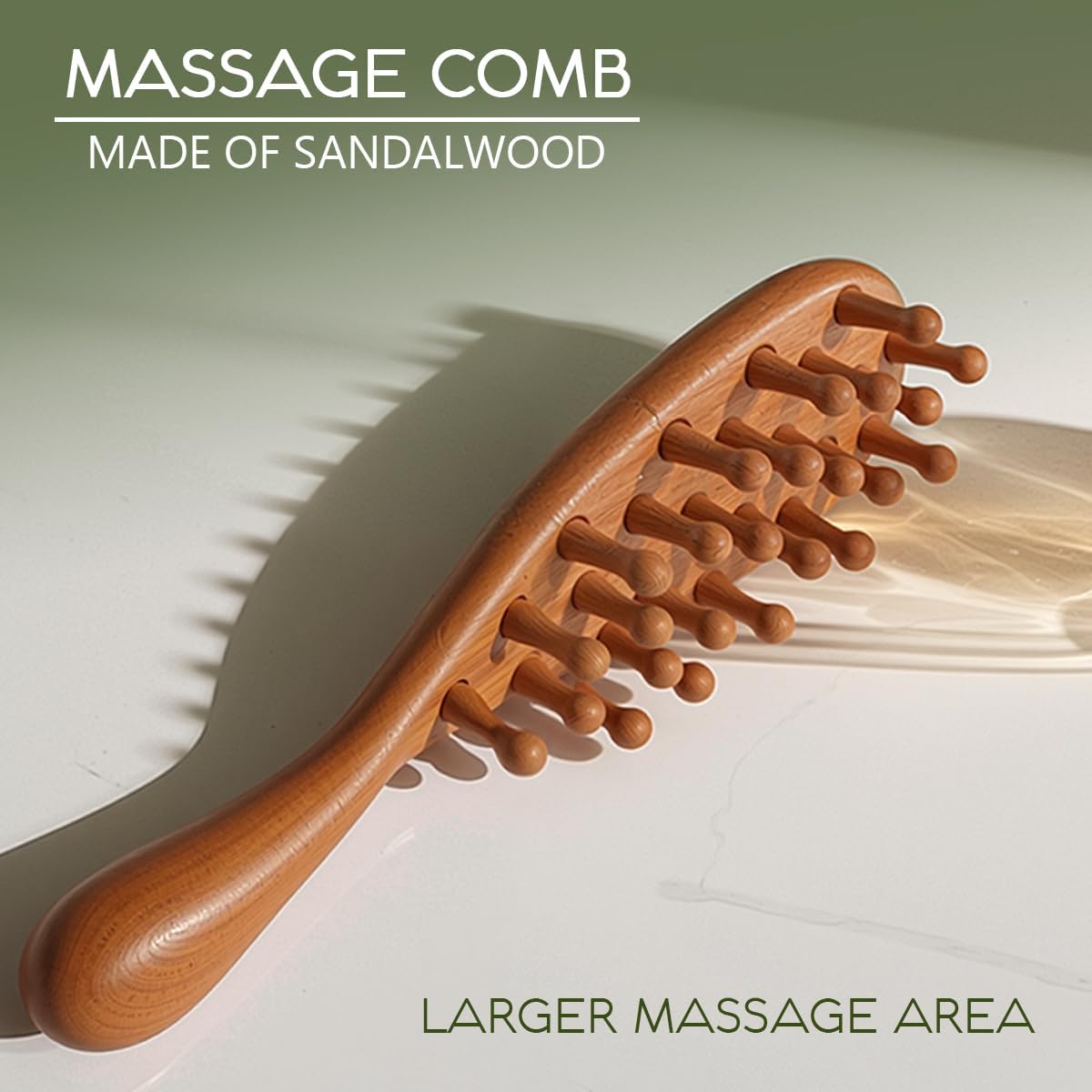 Wooden Scalp Massage Comb - Sandalwood Head Massager Tool, Gua Sha Brush for Women Men Hair Growth