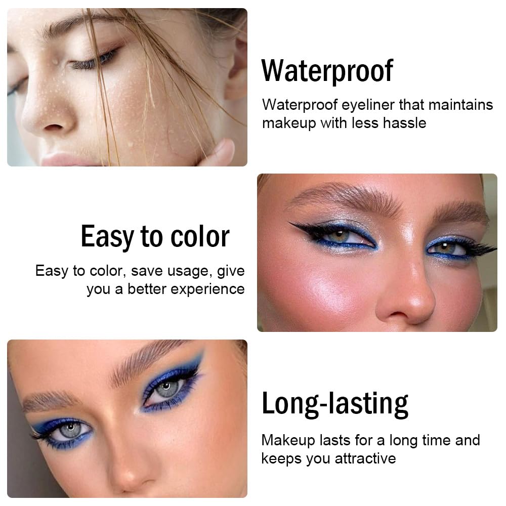 Kaely Gel Eyeliner Pencil for Women, Pearl Blue Eye Liner Waterproof Smudge Proof with Sharpener, Waterline Eye Makeup Liners, delineador de ojos contra el agua, Vegan & Cruelty-Free, 07