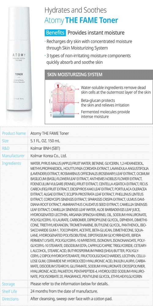 The Fame Skin Care System 1 SET including 5 kinds of skincare - Lotion, Toner, Essence, Eye Cream, Nutrition Cream | Korean Cosmetics | Unfading Beauty & Reputation | Strengthen Skin