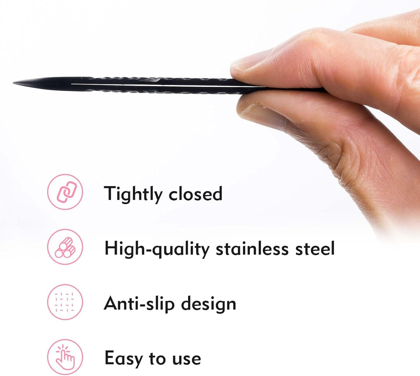 VEYES INC Lash Tweezers for Eyelash Extensions,Fiber Tip Tweezers Kit for Individual Classic and Volume Lash,3PCS Stainless Steel Lash Tweezers-Black