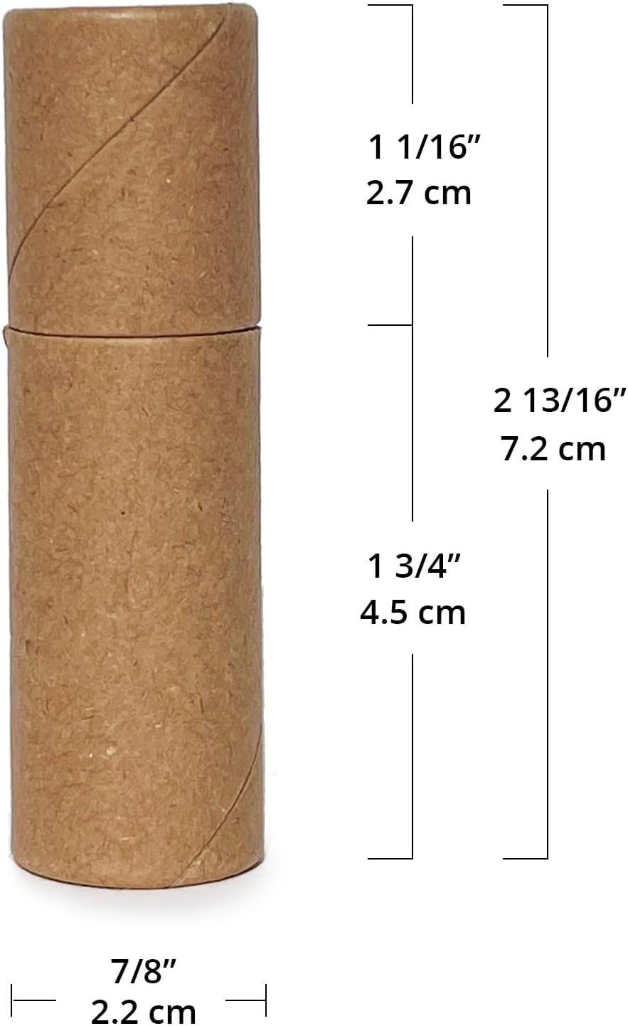 Push-Up Paperboard Lip Balm Tubes, Biodegradable Kraft Paper Lipstick Tube, Cardboard 0.5 Oz. (15 ml) Empty Container, Solid Perfume Tube, Sample Cosmetic Container, DIY Chapstick, Lipstick (300)