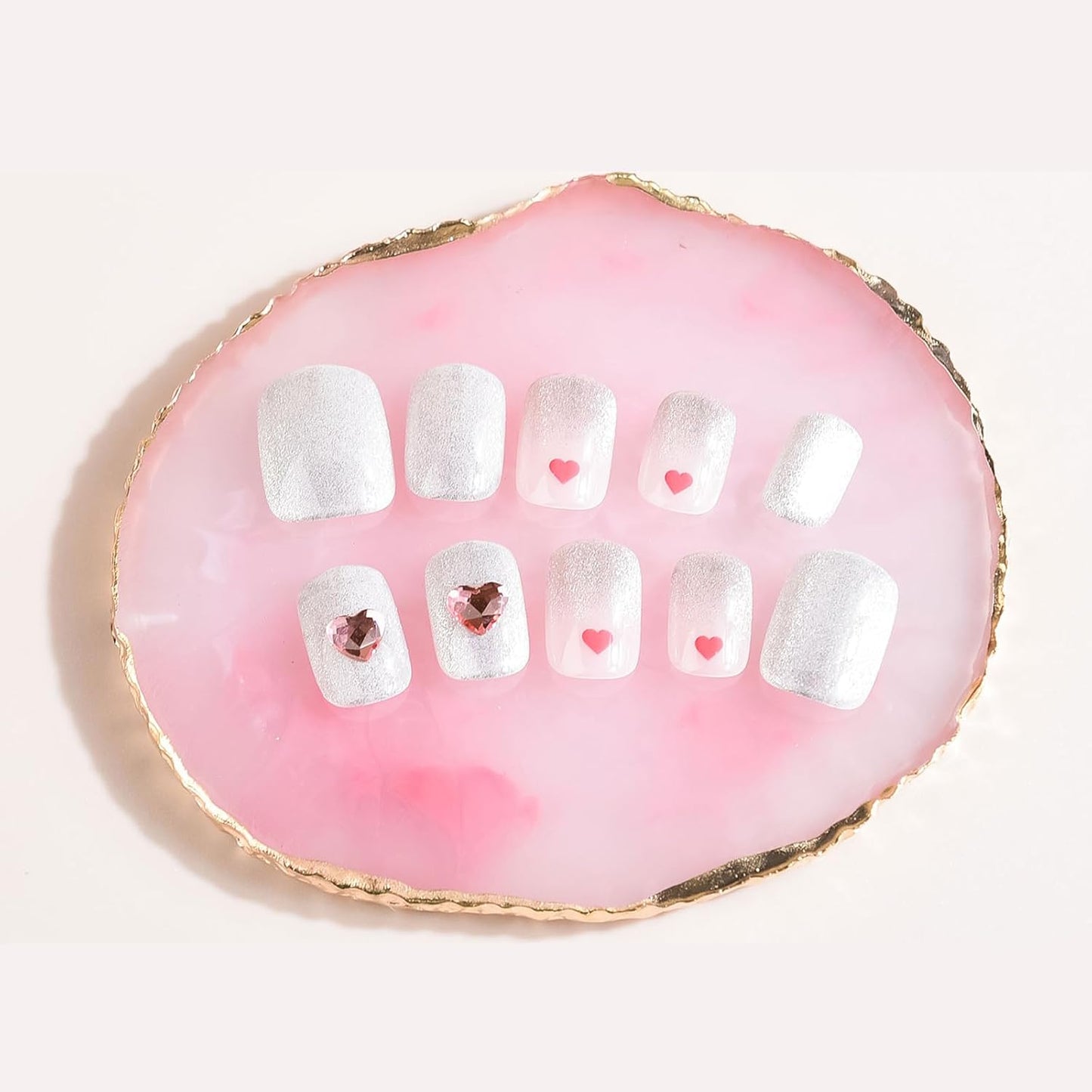 2 Pcs Resin Nail Palette Nail Polish Palette Nail Art Palette with Stainless Stirring Rod (Gray and White)