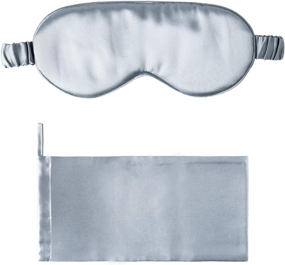 Silk Sleep Mask Light Blocking Luxury 19mm Silk Eye Mask 100% Mulberry Eye Cover Blindfold Ultra Soft Light and Comfy Anti Aging Skin Care with Travel Bag Gift Package