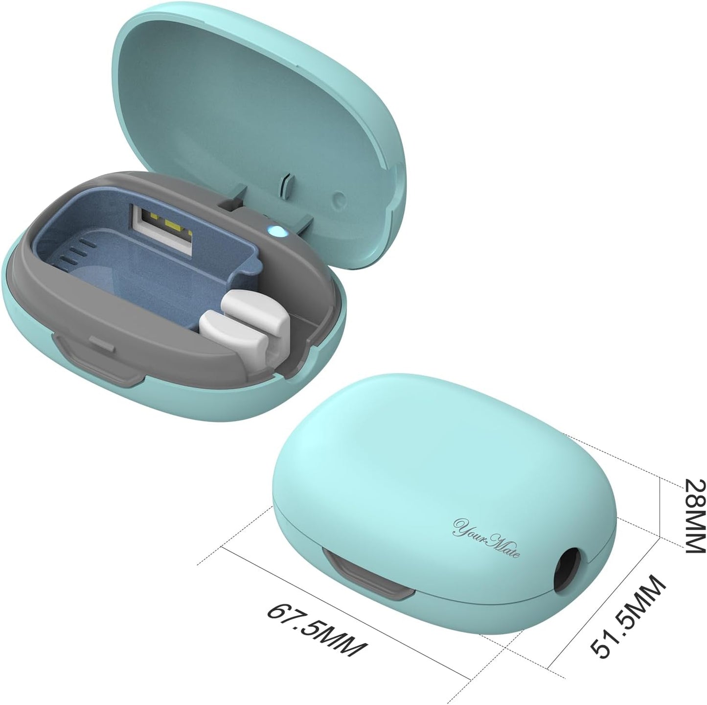 YourMate Rechargerable Toothbrush Sanitizer Case Travel Toothbrush Covers Case with Holder for Houshold and Traveling or Business Trip Blue