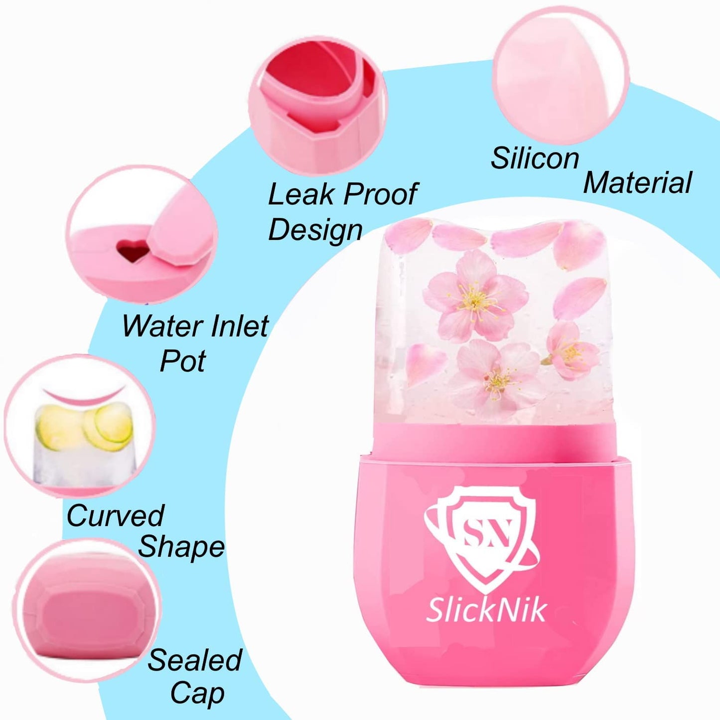 Ice Roller for Face & Eye Puffiness Relief - Enhance Your Natural Glow with Face Ice Roller, Ice Mold for Face with New Leak-Proof Design, Reusable Ice Face Roller-Gift for Women