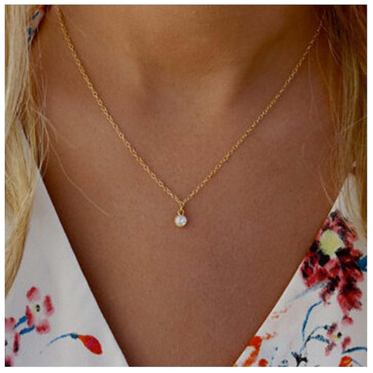 Tiny Rhinestone Pendant Necklace Gold Diamond Choker Necklace Solitaire Diamond Necklace Floating Crystal Necklace Chain Bridesmaid Gifts for Women and Girls