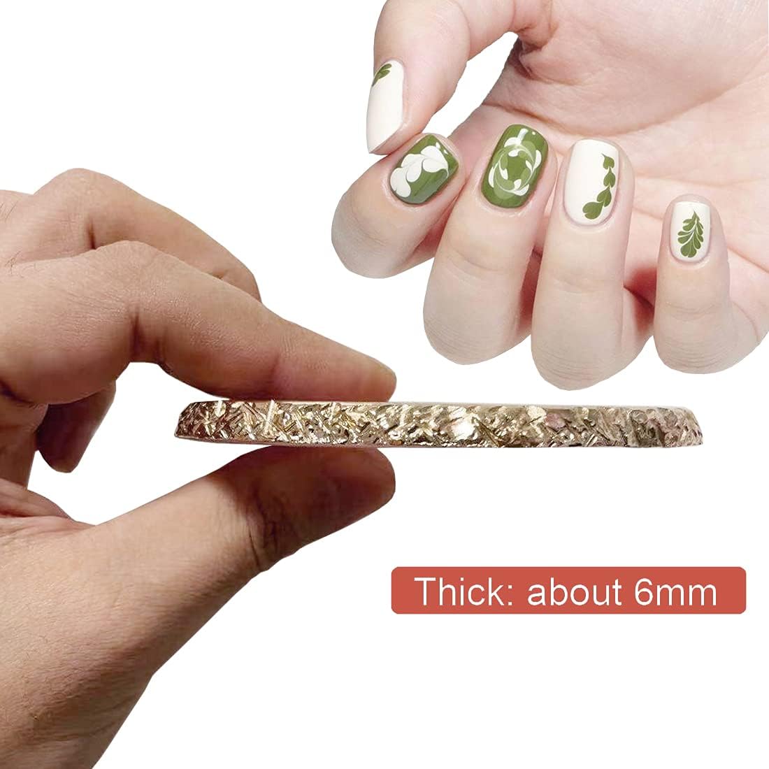 Resin Nail Art Palette, Nail Painting Mixed Color Palette, Gilded Edge Nail Gel Color Makeup Display Board Pallet (Pink)