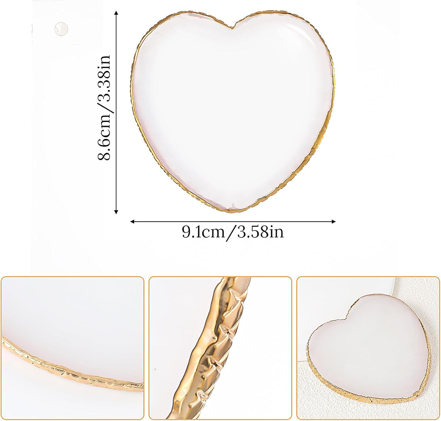 Resin Nail Art Palette, Makeup Palettes Nail Mixing Palette Polish Color Mixing Plate Golden Edge Heart Shaped Nail Art Display Holder Display Board Heart Shape Cosmetic Mixing Tools