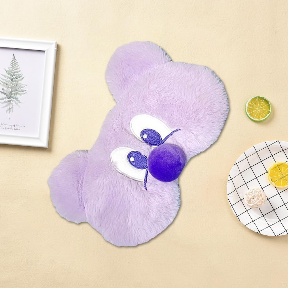 PERFECTSIGHT Mouse Sleep Eye Masks, Cute Plush Sleep Eye Cover Lightweight Adjustable Eyeshade Faux Fur Mask Cover for Women Men Kids Sleep Travel Nap, Big Eye Girl, Purple Nose