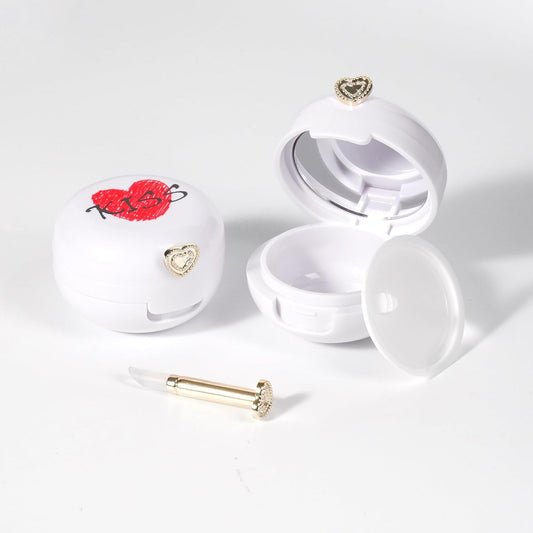 2 Pack Lip Balm Containers,Plastic Portable Empty Lip Balm Container with Mirror and Silicone Lip,Empty Lipstick Dispenser Box for Travel,Home