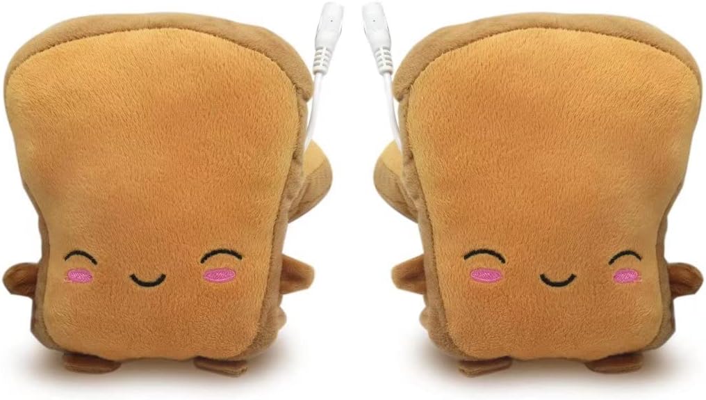 USonline911 USB Hand Warmer Heated Gloves Cute USB Heated Gloves, Half Wearable 5V USB Powered Toast Fingerless Hand Warmer