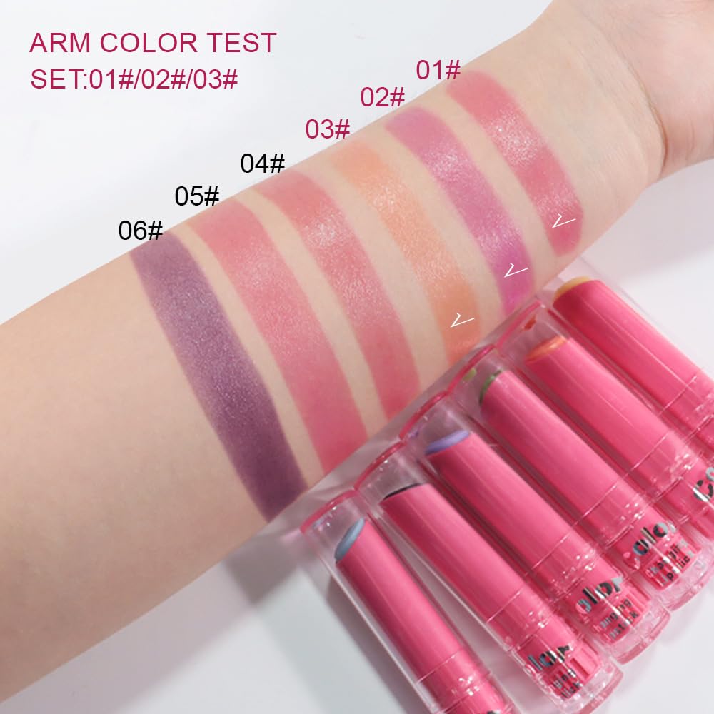 BINGBRUSH Color Changing Lipstick Set, PH Mood Peach Lip Balm and Gloss, Long Lasting Tinted Lip Stain (Set-A #01#02#03, 3 Count (Pack of 1))