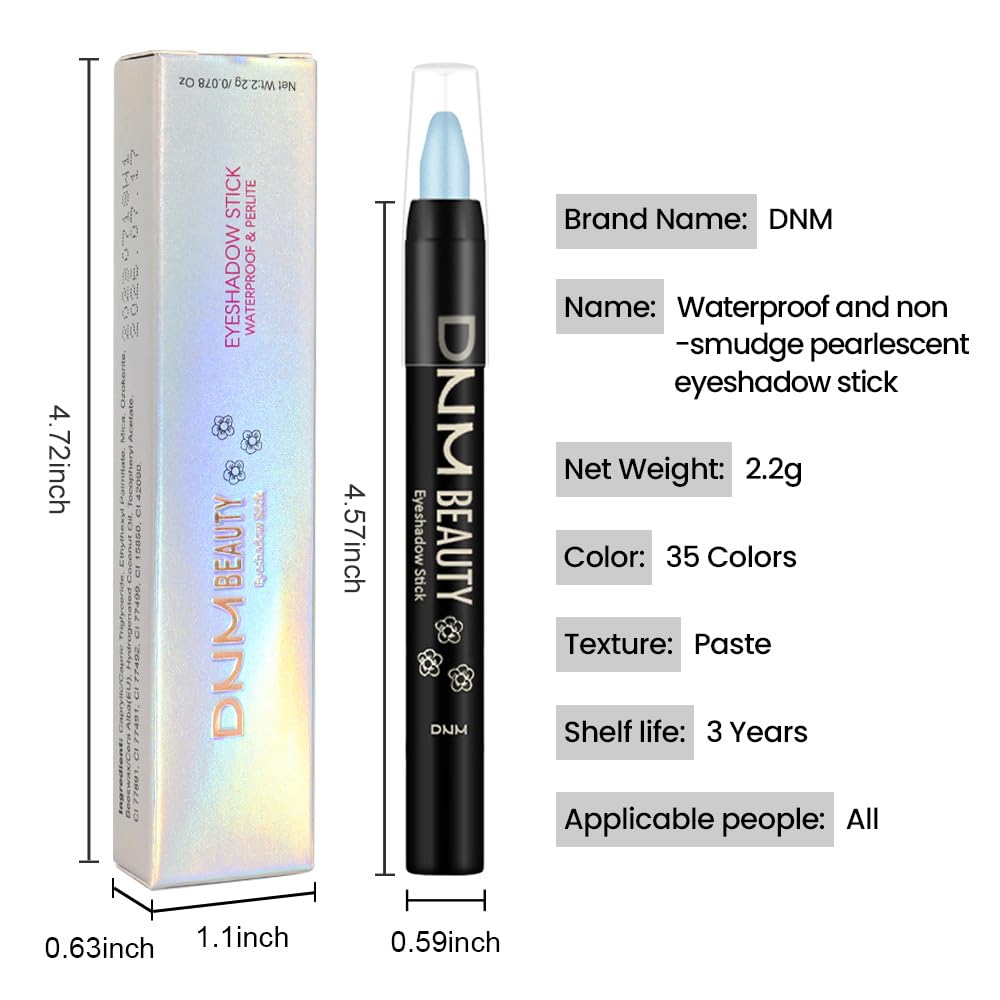 evpct Dazzling Blue Shimmer Cream Eye Shadow Brightener Sticks Set for Eyes, Blue Shimmery Matte Pencil Eye shadow Applicator Stick Pen Palette Makeup Waterproof sombras en crema para ojos 11#