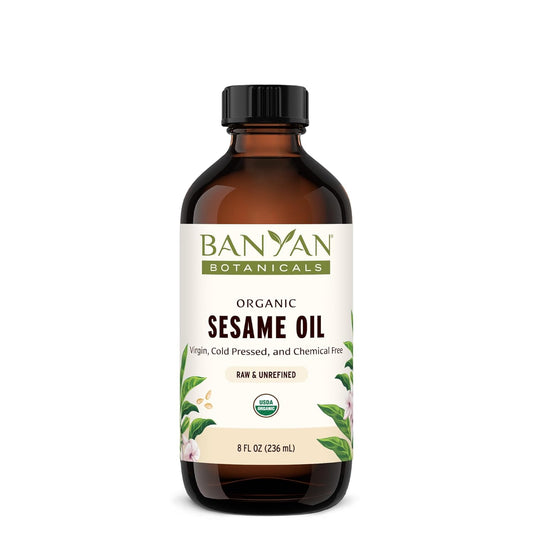 Banyan Botanicals Sesame Oil – Organic & Unrefined Sesame Oil for Skin, Body, Hair & More – Multiple Sizes – 8 oz – Non GMO Sustainably Sourced Vegan