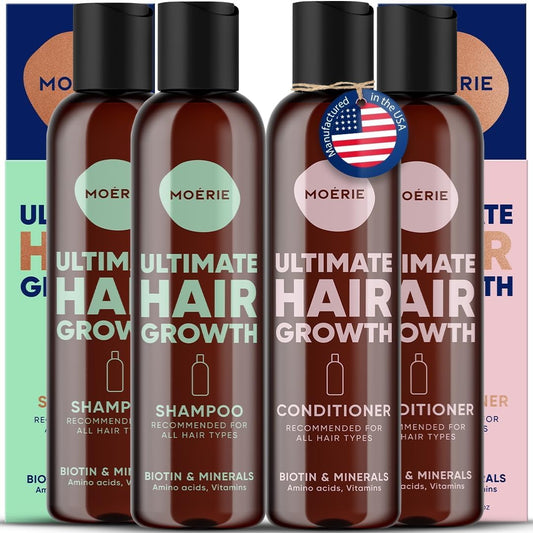 Moerie Volumizing Shampoo and Conditioner for Hair Loss - Thickening Products with Ingredients of Natural Origin - Over 100 Active Ingredients for Thick, Long, Luscious Hair, Double Set