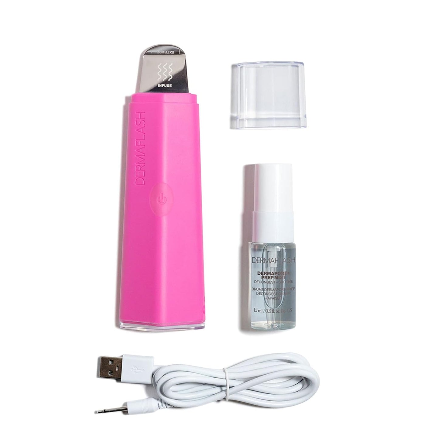DERMAFLASH DERMAPORE+™ Ultrasonic 2-in-1 Pore Extractor and Serum Infuser, Pop Pink