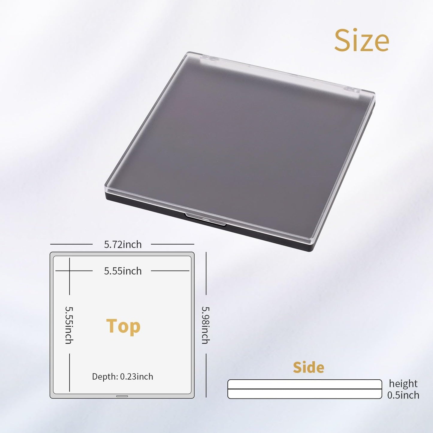 AJLTPA Magnetic Makeup Palette with Frosted Clear Top, 3Pack Empty Eyeshadow Dispensing Storage Box with 60Pcs Adhesive Metal Stickers for DIY Cosmetics Powder-5.72”X5.98”Palette