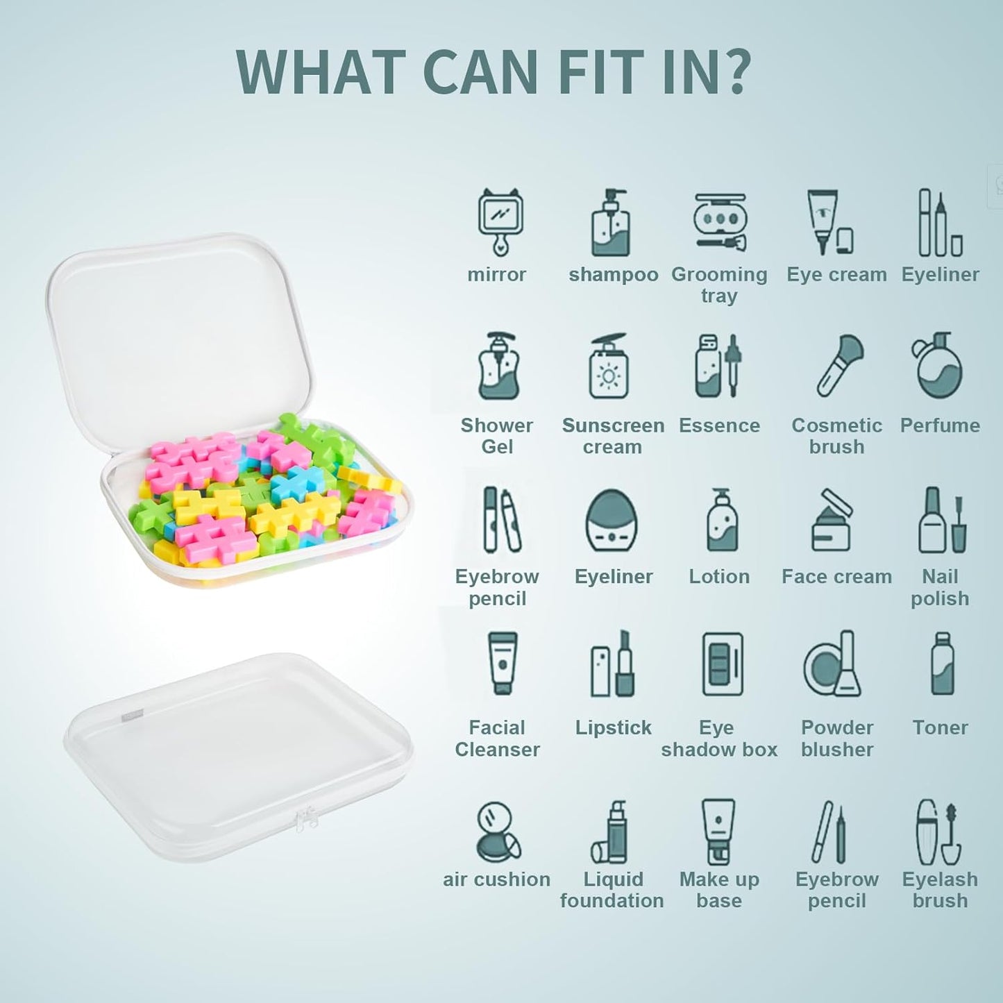 Hard Sided Clear Zipper Case for Storage- Professional-Grade Plastic Clear Zipper Pencil Case,Toy Storage Bins, Toiletry Pouch, Travel Organizer, Cosmetic Bag（White,2 Pack, M）