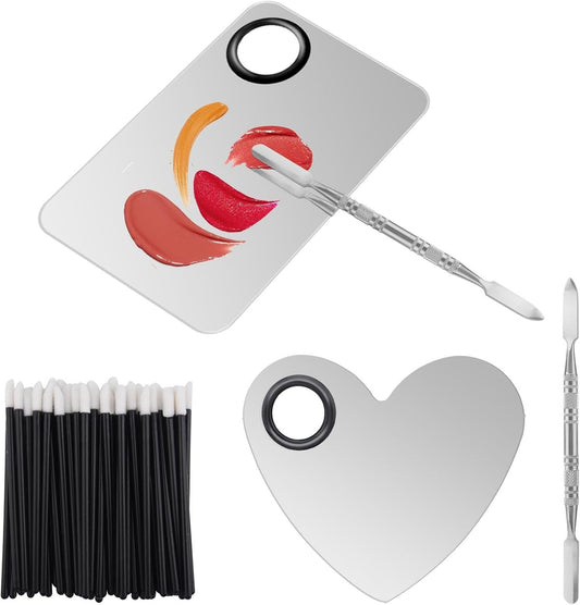 Makeup Palette Lipstick Applicator with Spatula Lip Gloss Brush Makeup Tool Set Suitable for Lipstick, Foundation and Other Cosmetic Color Mixing(Makeup Palette Set)