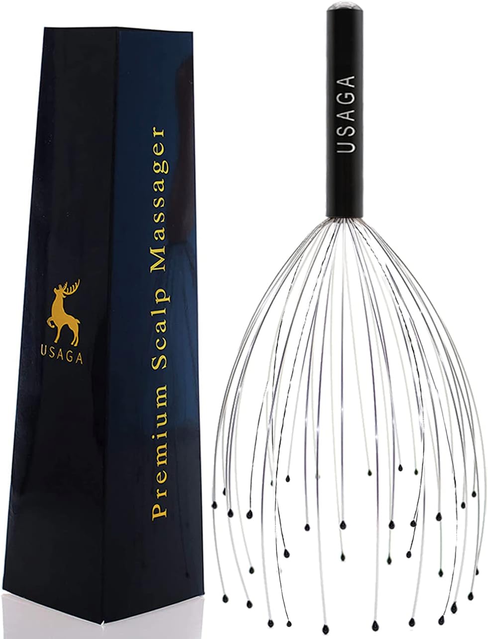 USAGA 36 Fingers Head Massager Scalp Massager Head Scratcher for Scalp Body Relaxing (Black)