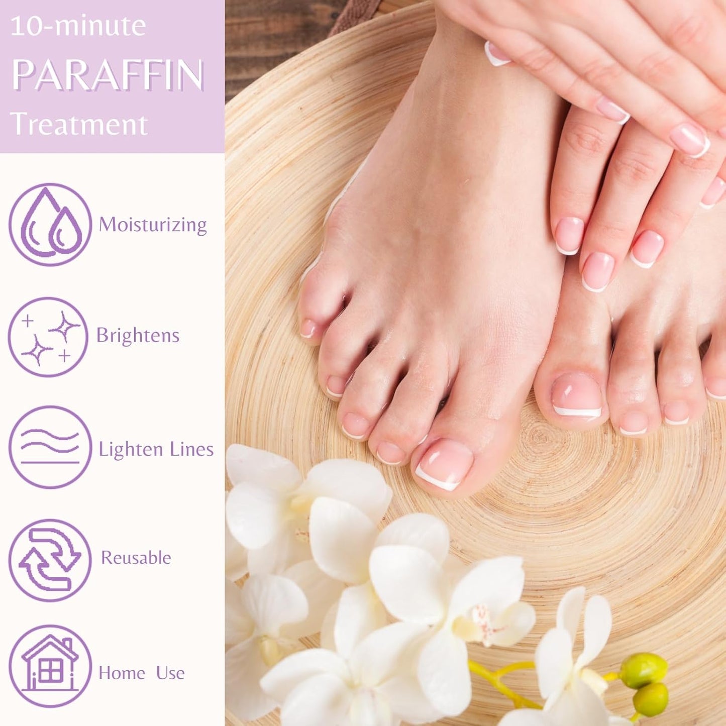 10-Minute Paraffin Hand & Foot Treatments, Self Contained Paraffin Wax Gloves and Booties Set for Intensive Hydration at Home (Rose)