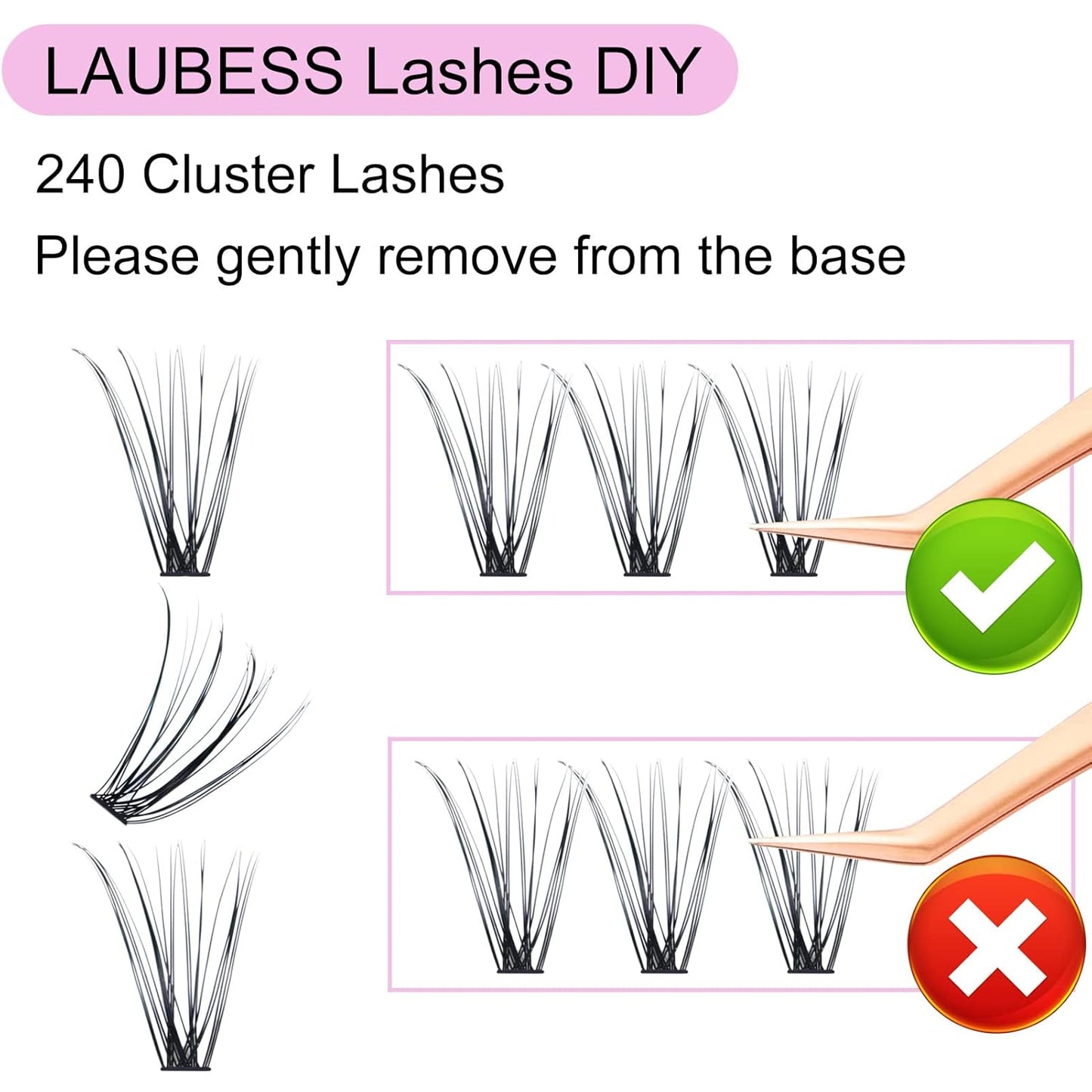 Lash Clusters LAUBESS Individual Lashes Waterproof Eyelash Clusters Mixed Tray Cluster Eyelash Extensions Soft Cluster Lashes for Beginners(20D-0.07D-18)