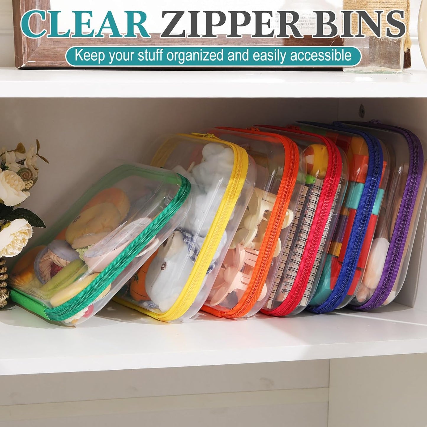 Sanwuta 6 Pcs Clear Hard Zipper Case Pencil Pouches Hard Plastic Zipper Pouches Makeup Bag Transparent Cases for Snacks Plastic Storage Organizer Box for Travel