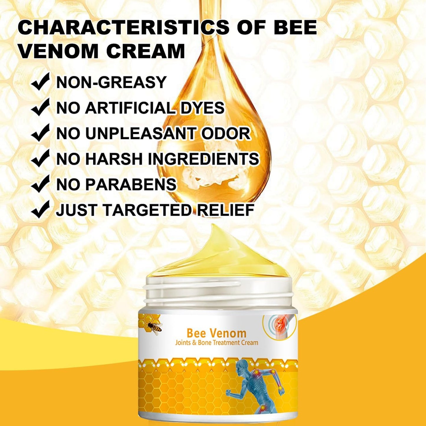 3 PCS Bee Venom Joint and Bone Therapy Cream, New Bee Venom Gel, Specializes in Muscle Soothing, for All Parts of The Body, for Men & Women