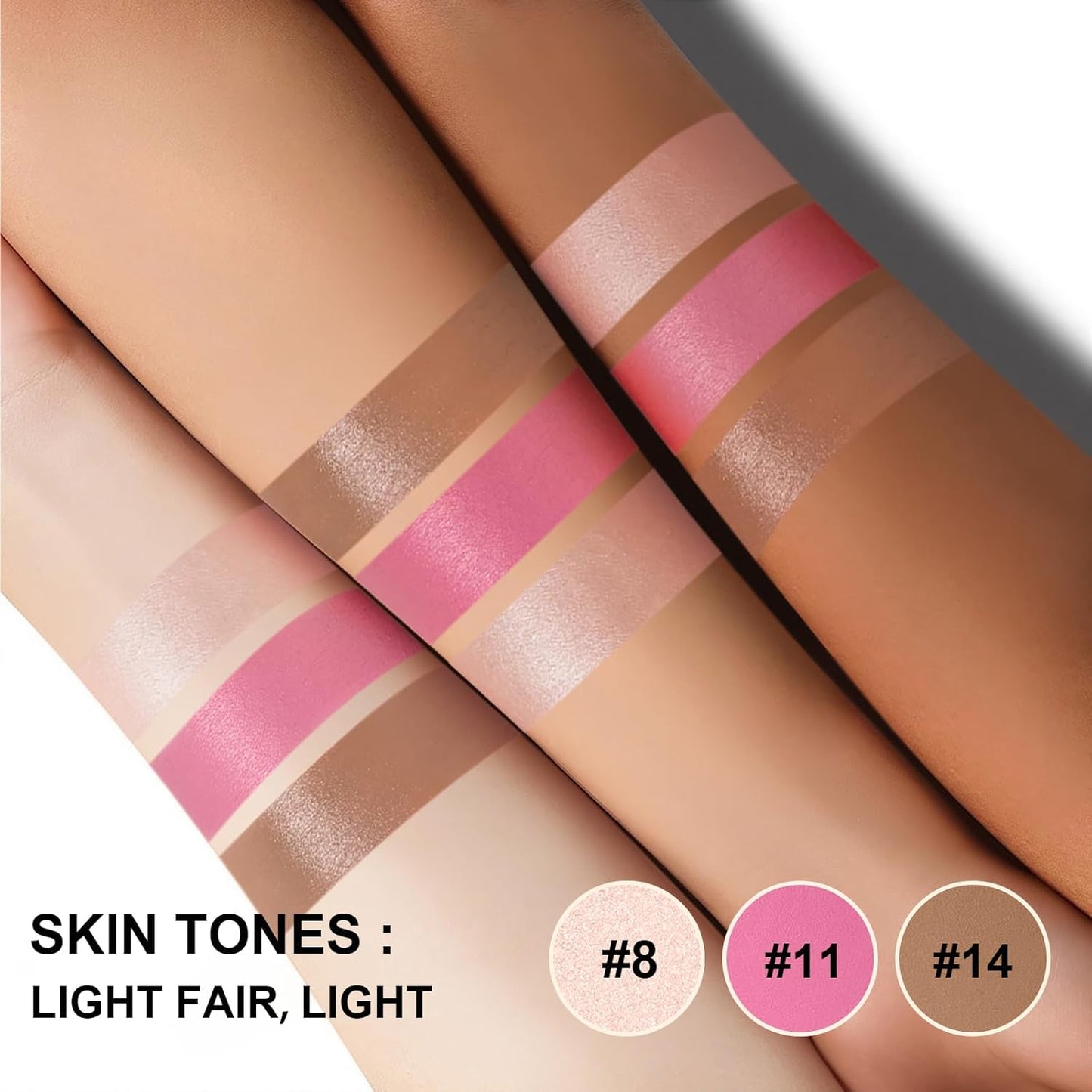 Lezero 3Pcs Contour Stick Makeup Kit, Shades with Highlighter, Blush and Bronzer Stick for Sculpt the Face and All Skin Type, Long Lasting, Smooth, Dewy & Matte Finish, #1 LIGHT FAIR