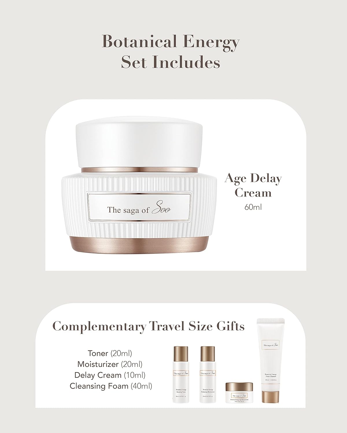 Sooryehan SAGA OF SOO BOTANICAL ENERGY AGE DELAY CREAM GIFT SET (150 ml / 5.07 Fl Oz) - Korean Skin Care by LG BEAUTY. Botanical Energy Cream, Boosting Toner, Balancing Moisturizer, Foam Cleanser.