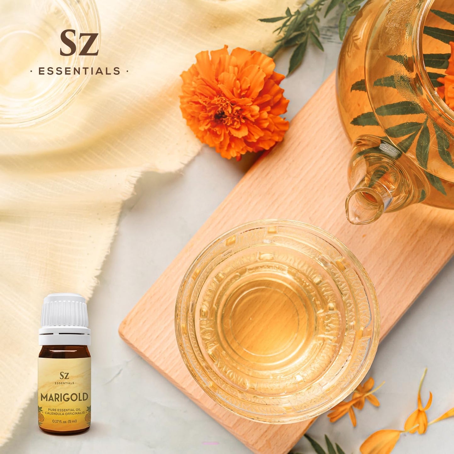 Marigold Essential Oil - aka. Calendula Officinalis - 100% Pure and Undiluted - Unlock The Precious Aroma of Real Marigold - Therapeutic Grade & Versatile Usage - 0.17oz