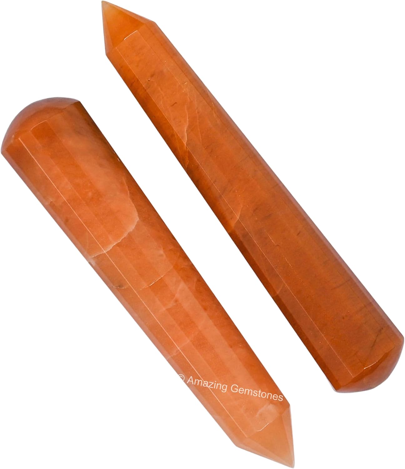 Amazing Gemstone Red Aventurine Crystal Wand Massage Stick - Pelvic Wand Gua Sha for Adults - Crystals and Healing Stones Massage Wands for Adults Gifts (Pointed)