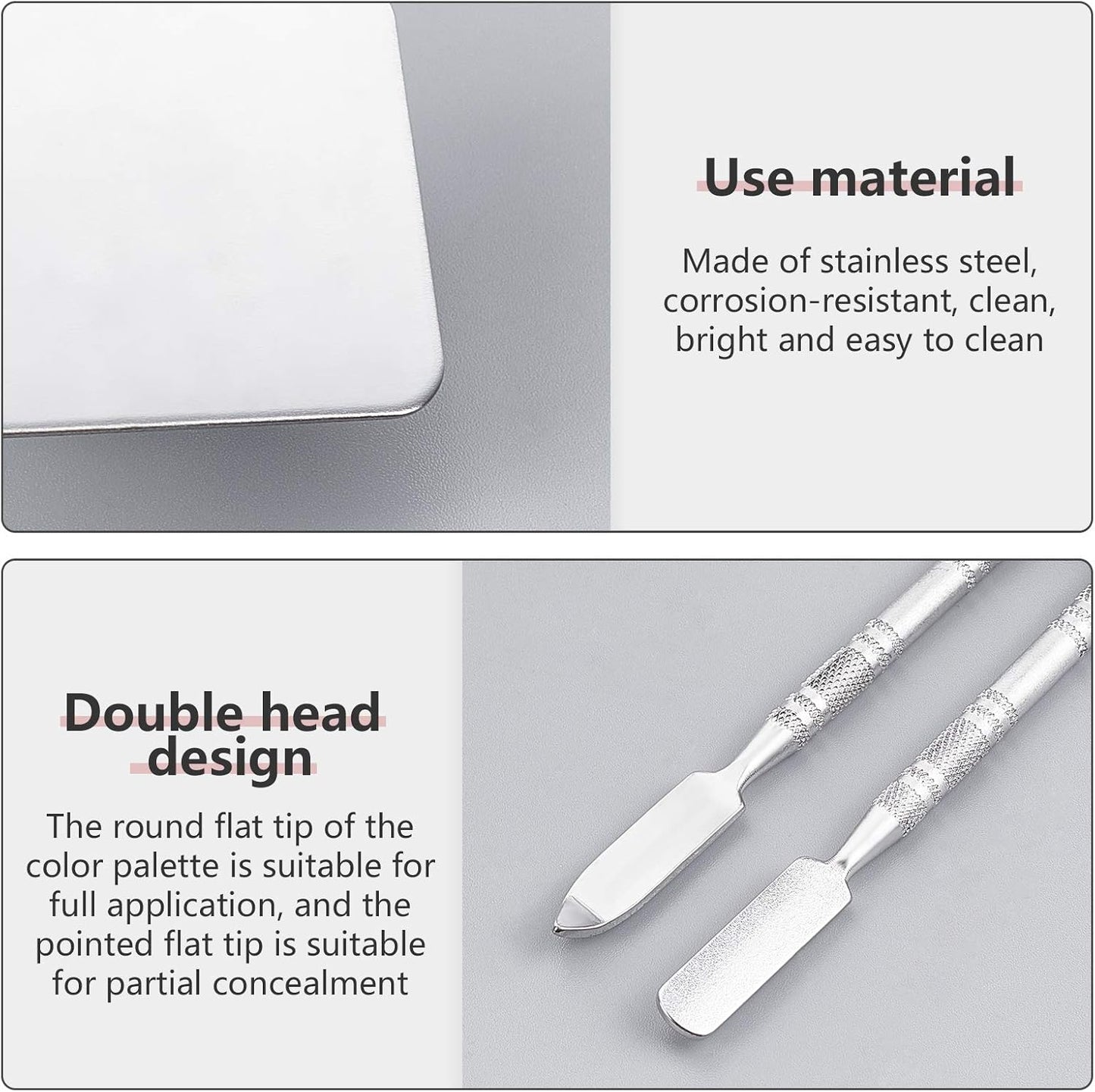 OLYCRAFT 6PCS Stainless Steel Makeup Palette Mini Ring Palette with Spatula Tool Makeup Palette Tools for Nail DIY Art Design Paint Color- 1.7 x 1.3 Inch