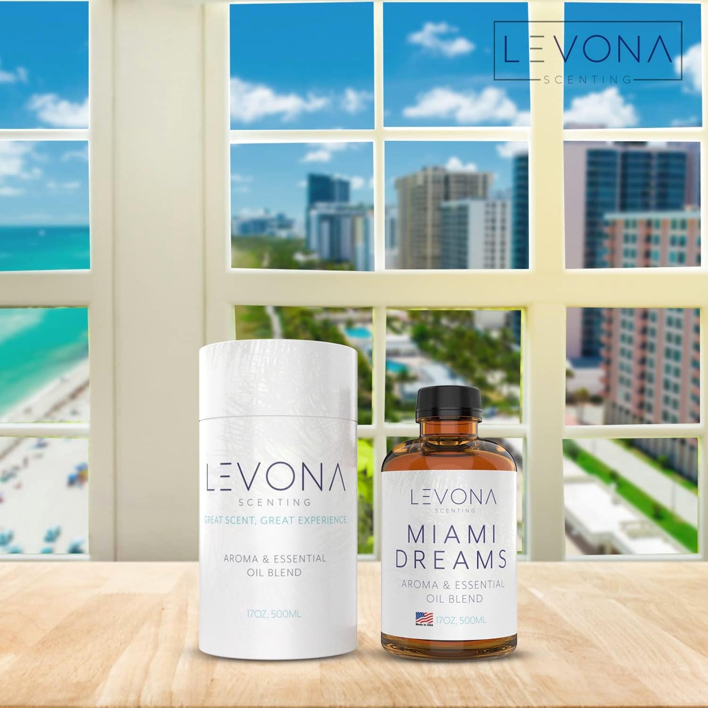 Levona Scent Essential Oils for Diffusers for Home: Miami Dreams Hotel & Home Luxury Scents Fragrance Oil - Aroma Oil with Notes of Bergamot Oil & Pine Essential Oil -500 Ml Scented Oils for Diffuser