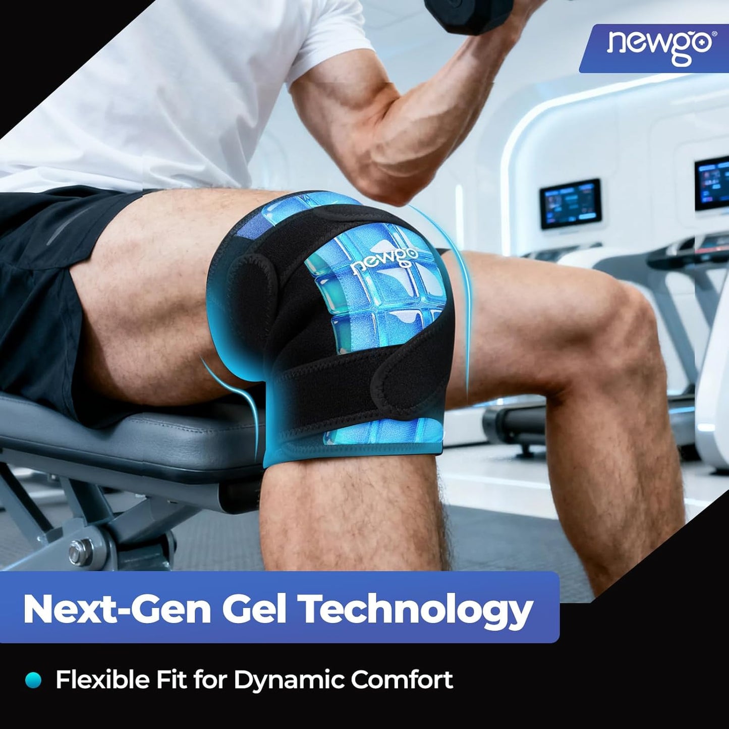 NEWGO Ice Pack for Knee Pain Relief, Extra Soft Knee Ice Pack wrap for Leg Injuries, Swelling, Knees Replacement Surgery Arthritis, Meniscus Tear and ACL - 2 Pack