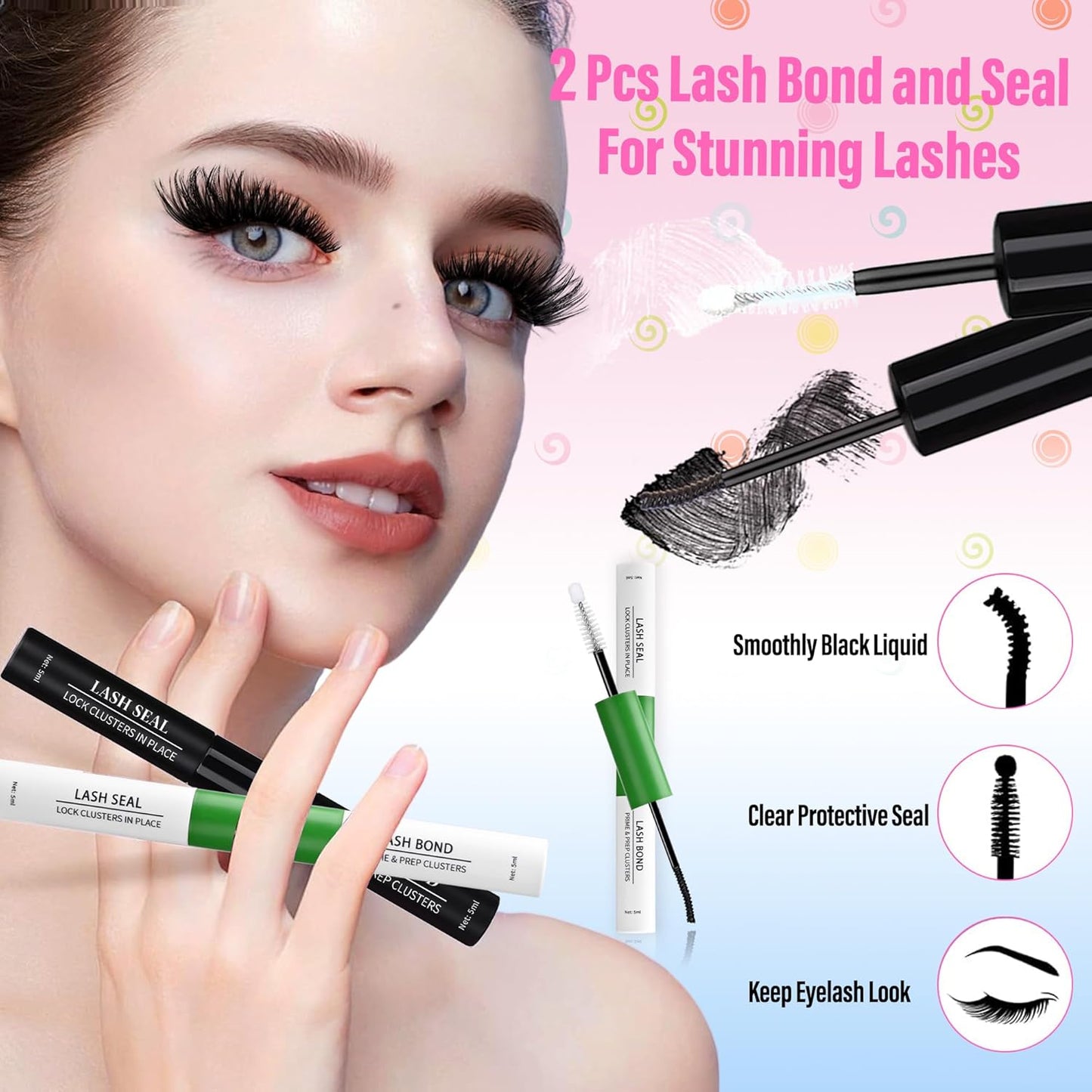 Lash Clusters Kit Fluffy Eyelash Extensions Kit 280D Individual Eyelashes Kit 14-25mm DIY Lashes Extension Kit with Lash Bond and Seal, Lash Applicator, Mega Volume False Eyelashes Kit by BEFACL