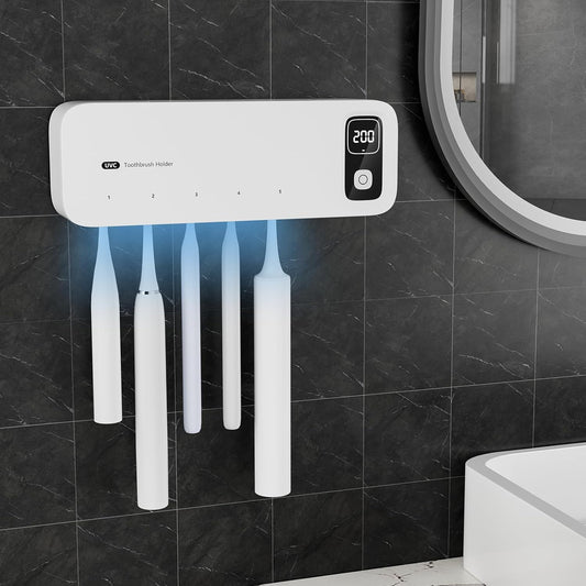 UV Toothbrush sanitiizer and Holder, Strong Saniti zer Air Drying, 200s and 400s Timed Toothbrush Case, 2200mAh Rechargeable Cordless Wall Mounted Home Toothbrush steril izer