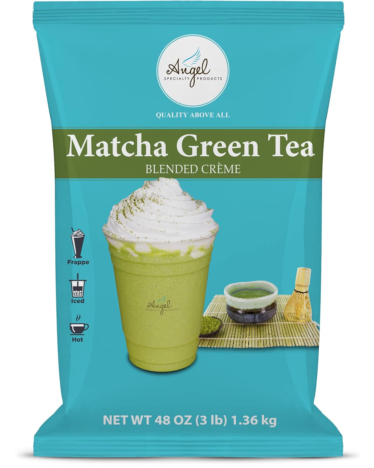 Angel Specialty Products Matcha Green Tea Blended Crème Mix [3 LB]