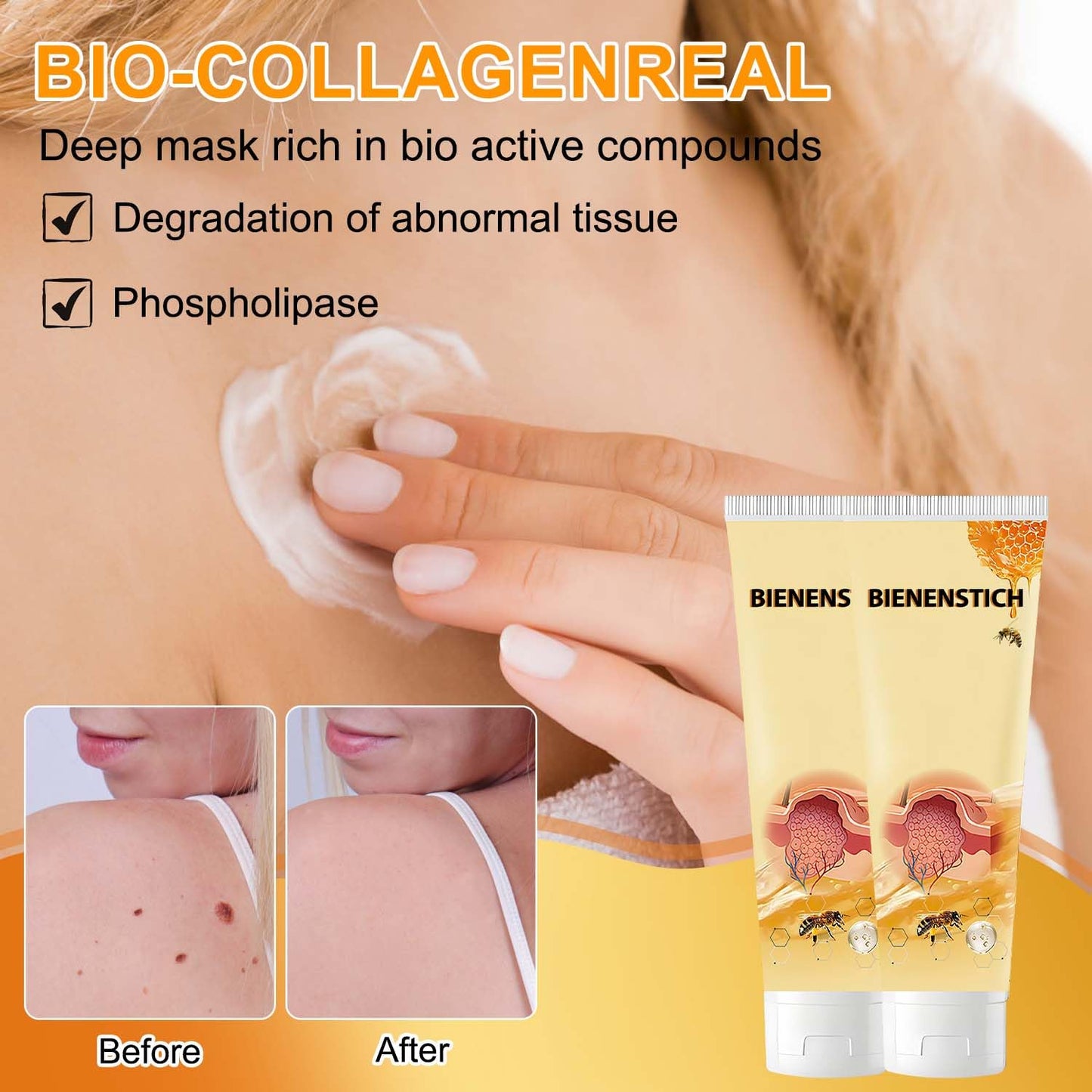 Bee Venom Cream, Professional Bee Venom Cream for All Parts of Neck, Waist, Back, Hands, Feet, and Legs（2Pcs）