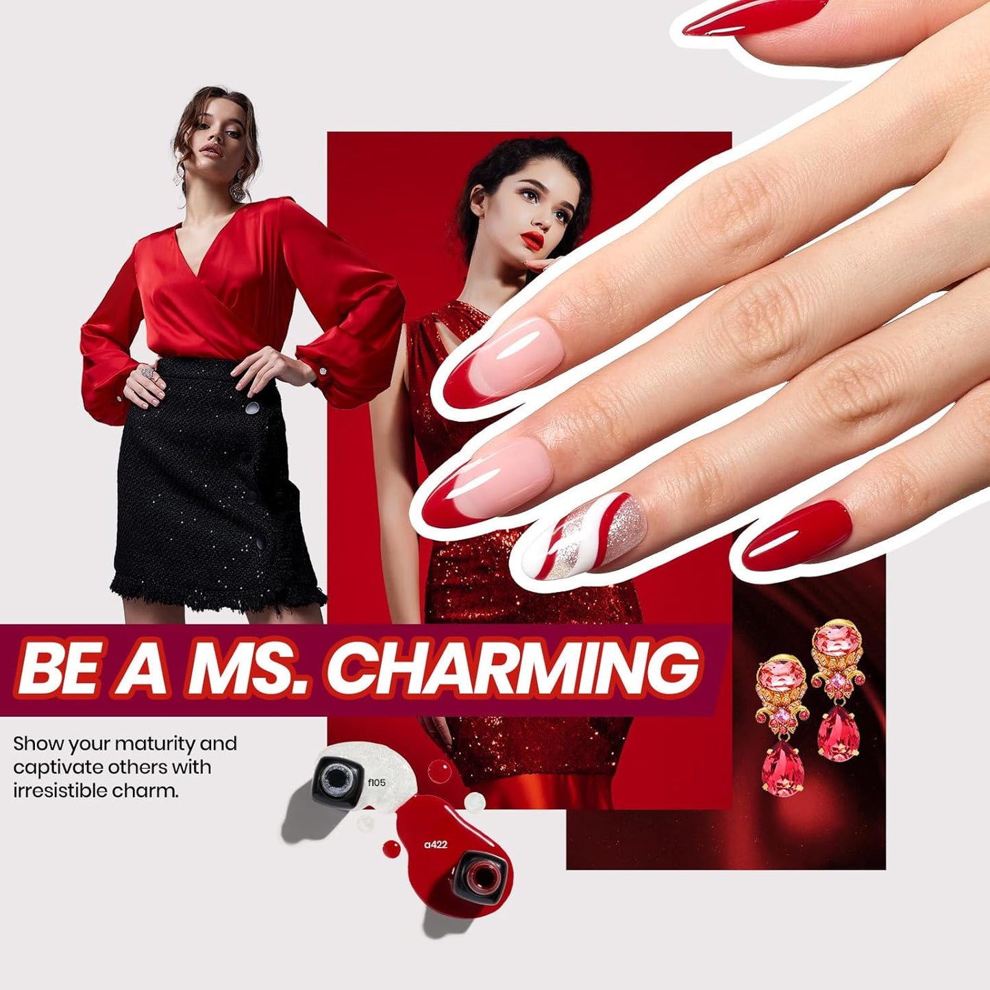 Beetles 85 Pcs Gel Nail Polish Kit with U V Light - 55 Colors Jelly Pink Gel Nail Kit Style Manifesto with Base Top Coat for All Seasons, Red Jelly Pearl Gel Polish Set DIY Nail Art Gifts for Women