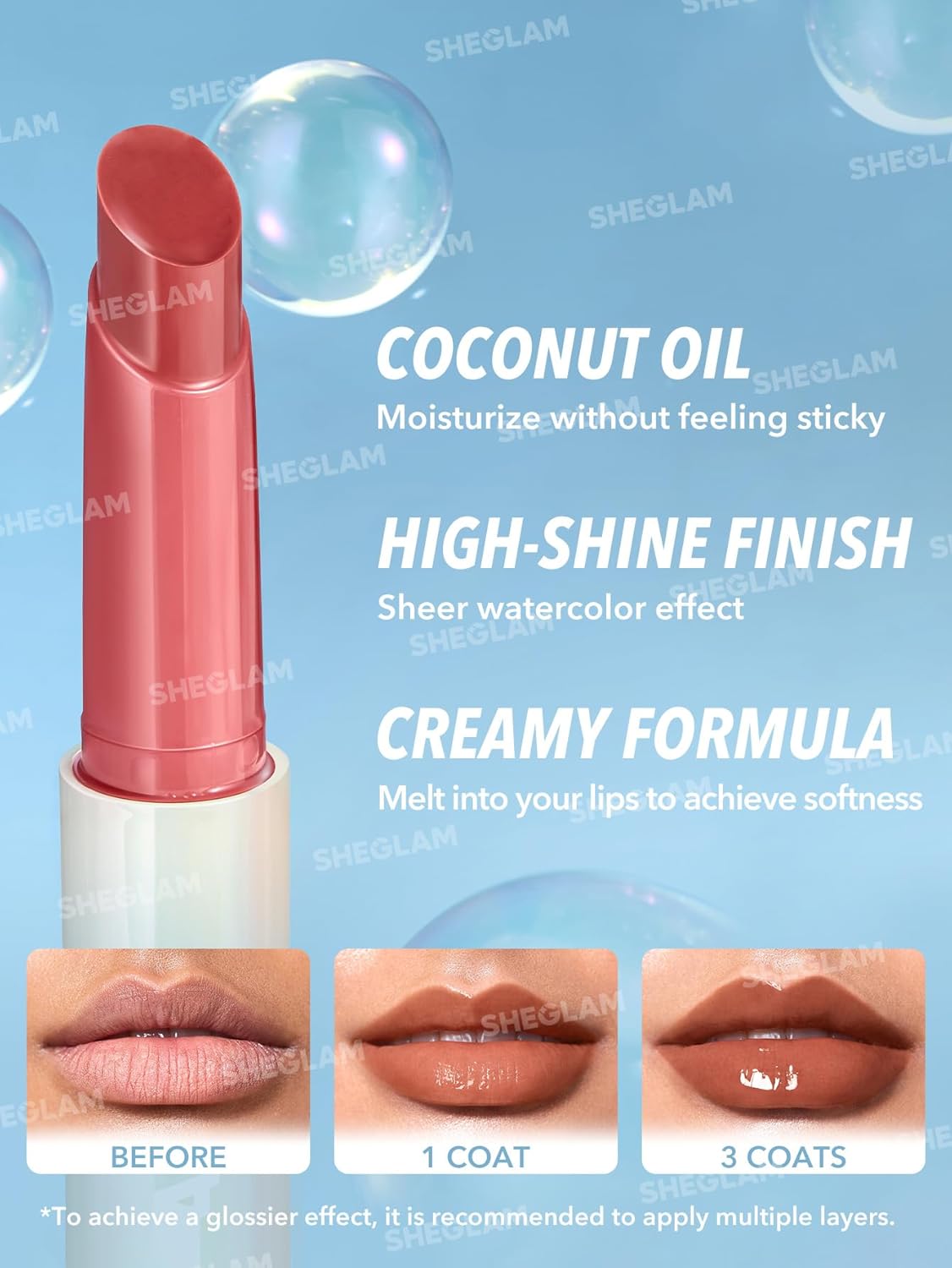 SHEGLAM PoutPerfect Moisturizing Solid Lip Gloss Non Sticky Lipstick with Coconut Oil - Sepia Kiss