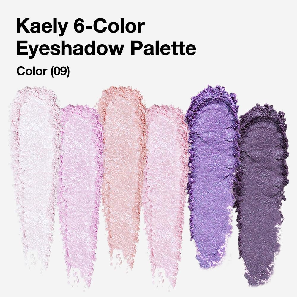 evpct 6 Colors Lavender Purple Pink Eyeshadow Palette, Light Nude Baby Pink Dark Violet Lavender Lilac Purple Glitter Shimmer Sparkle High Pigment Mini Travel Eye Shadow Palette Makeup for Older Women