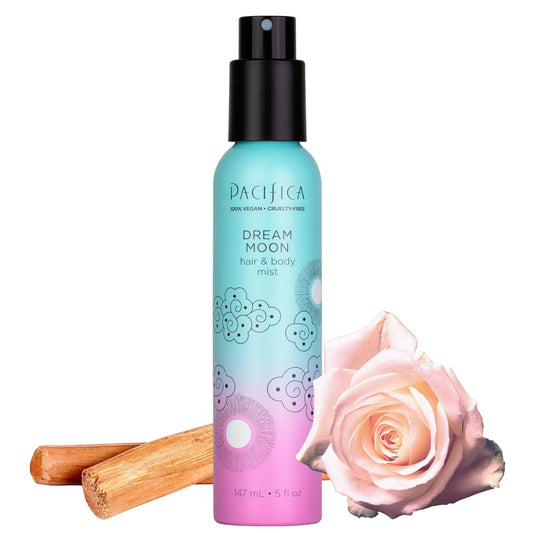 Pacifica Hair Perfume & Body Fragrance Spray Mist - Dream Moon with Bergamot, Pear, Pink Rose, Coconut, Vanilla, Sandalwood & Patchouli – Alcohol-Free, Vegan & Cruelty-Free, 5 oz (1 Count)